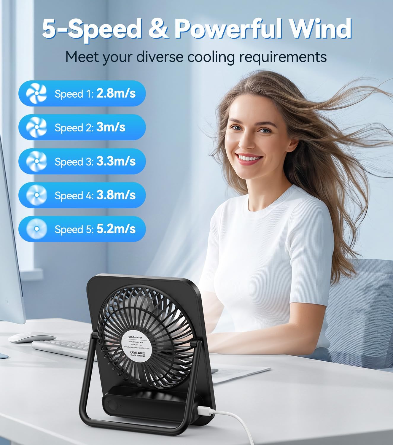 Portable USB Desk Fan for Every Need